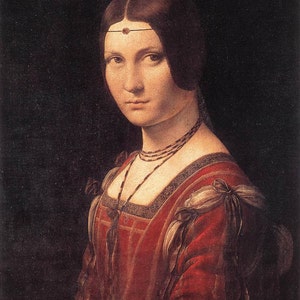 Leonardo da Vinci, La Belle Ferroniere, Reproducción de pintura al óleo de lienzo de lino, La Belle Ferroniere de Leonardo Da Vinci, Calidad hecha a mano