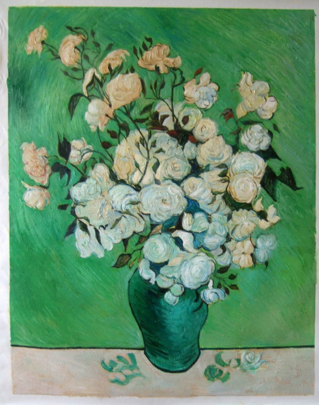 Van Gogh, A Vase of Rose, Oil Painting Reproduction on Linen Canvas