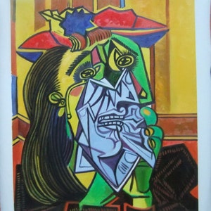 Pablo Picasso, Weeping Woman, Oil Painting Reproduction on Linen Canvas, Handmade Quality image 1