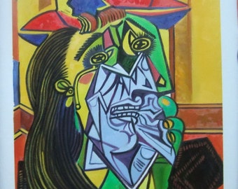 Pablo Picasso, Weeping Woman, Oil Painting Reproduction on Linen Canvas, Handmade Quality