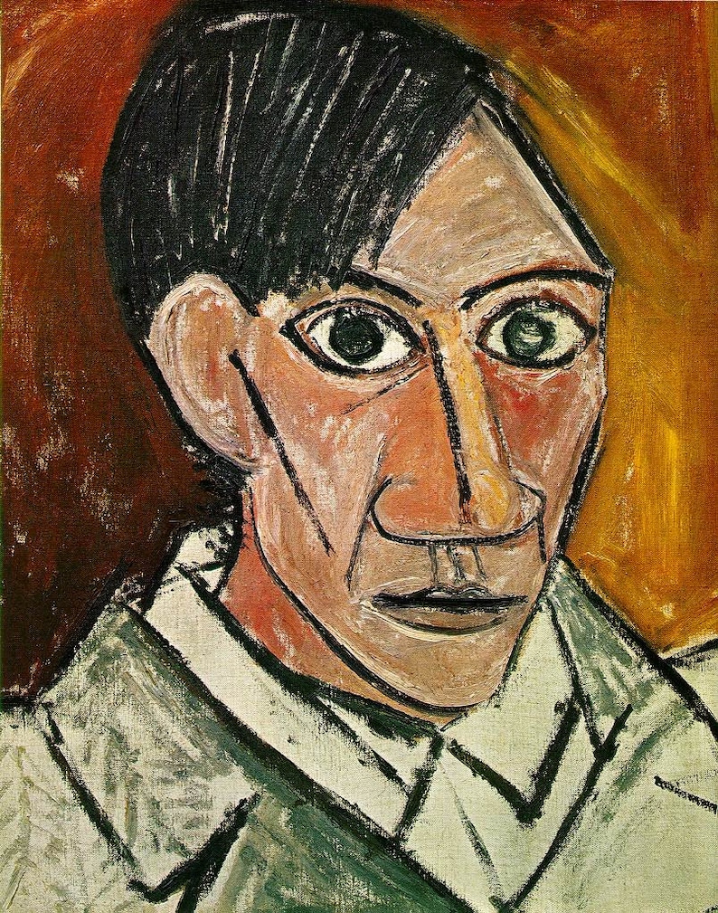 Picasso, Self Portrait 1907, Oil Painting Reproduction on Linen canvas, Self Portrait by Picasso, Handmade image 1