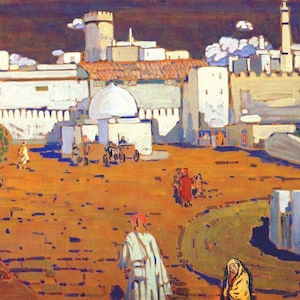 Wassily Kandinsky, Arab Town 1905, Oil Painting Reproduction on Linen Canvas, Handmade Quality
