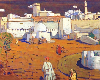 Wassily Kandinsky, Arab Town 1905, Oil Painting Reproduction on Linen Canvas, Handmade Quality