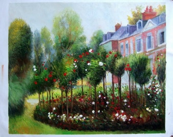 Pierre Auguste Renoir, The Rose Garden at Wargemont, Oil Painting Reproduction on Linen Canvas, Handmade Quality