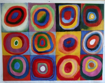 Wassily Kandinsky, Farbstudie Quadrate (Color Study of Squares), Oil Painting Reproduction, oil painting on linen canvas