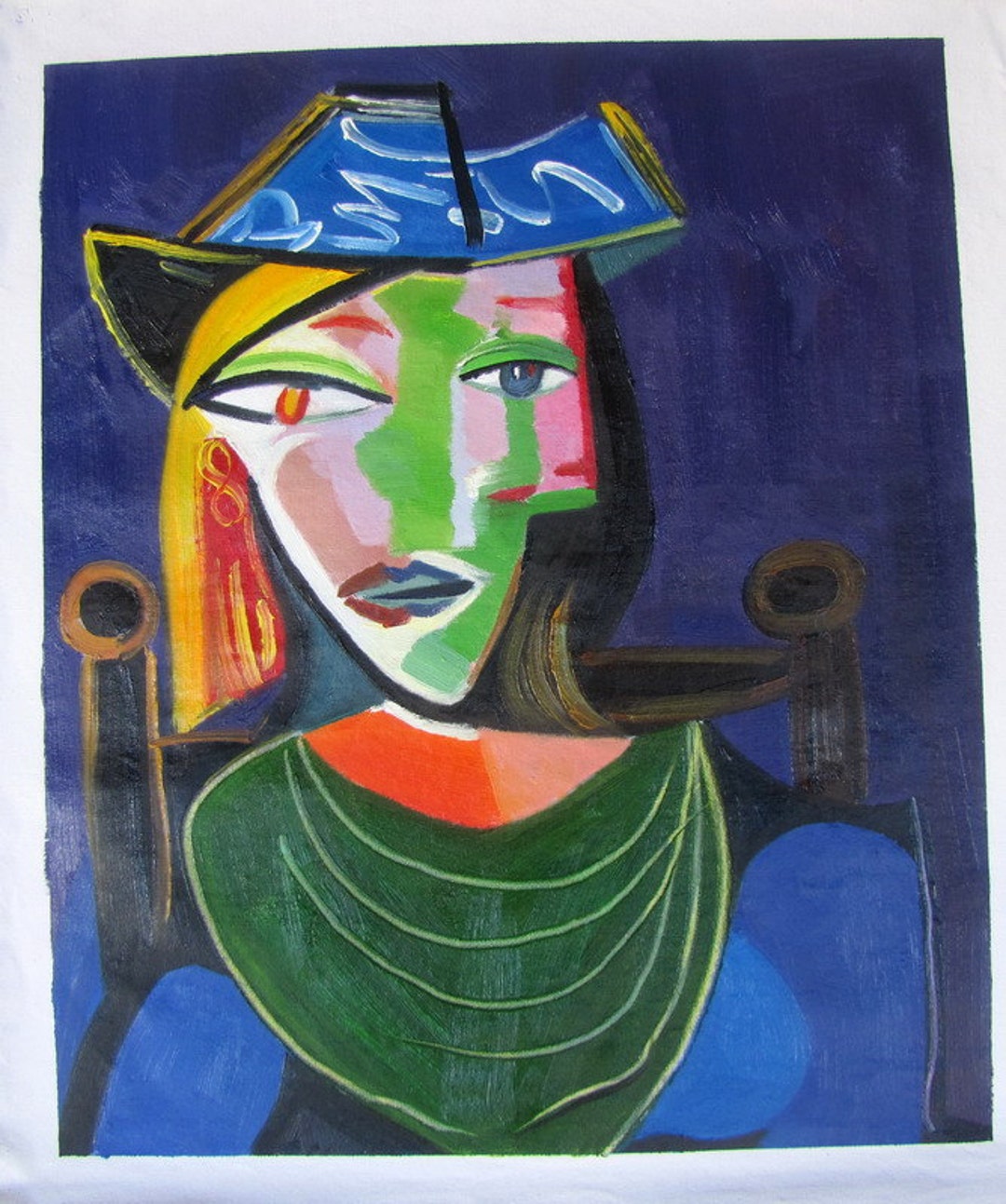 パブロ・ピカソ 絵画「座る女」 ミクストメディア 油彩画 女性像 P01 模写 パブロ・ピカソ 絵画「座る女」 ミクストメディア 油彩画 女性像