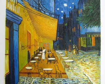 Van Gogh Cafe Terrace at Night By Vincent Van Gogh, Linen Canvas, Oil Painting