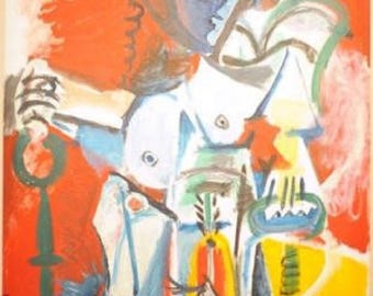 Pablo Picasso, Donna Seduta, Oil Painting Reproduction on Canvas, Handmade