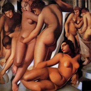 Tamara De Lempicka, Woman with Dove,  Oil Painting Reproduction on Linen Canvas, Handmade Quality