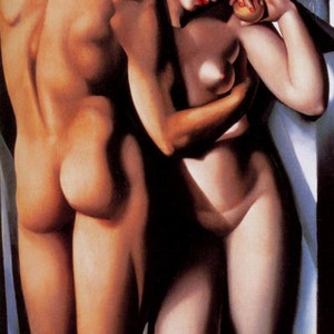 Tamara De Lempicka, Adam and Eva,  Oil Painting Reproduction on Linen Canvas, Handmade Quality