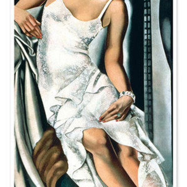 Tamara De Lempicka, Madame Allan Bott, Oil Painting Reproduction on Linen Canvas, Handmade Quality