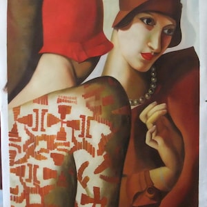 Tamara De Lempicka, Sharing Secrets 1928, Oil Painting Reproduction on Linen Canvas, Handmade Quality