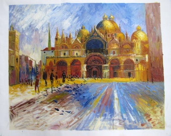 Renoir, Piazza San Marco Venice, Oil Painting Reproduction on Linen Canvas, Handmade Quality