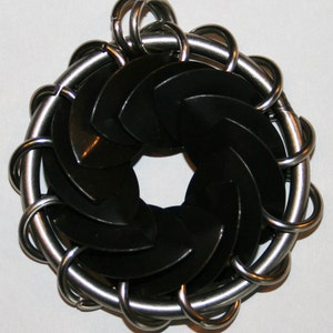 1.5-Inch Scalemail Turbine Pendant Blackened Stainless Steel