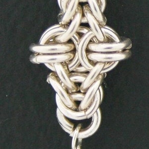 Handmade Sterling Silver Jump Rings Chainmaille or Chain Maille Cross Weave Dangle Earrings with AB Swarovski Bead