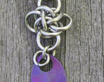 Handmade Persephone Diamond Weave with Purple Titanium Scale Chain Maille Chain Mail Pendant