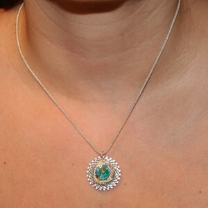 Handmade Sterling Silver Spiro Spiral Necklace With 18 mm Crystal AB Swarovski Rivoli Pendant image 3