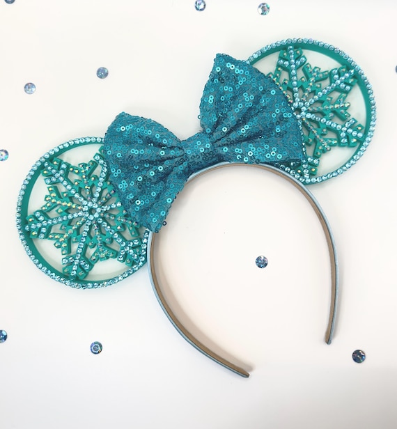Custom Rhinestone Blue Mouse Ears Headband Disney Minnie Mouse Crystal Blue Custom Ears Headband  main image 2