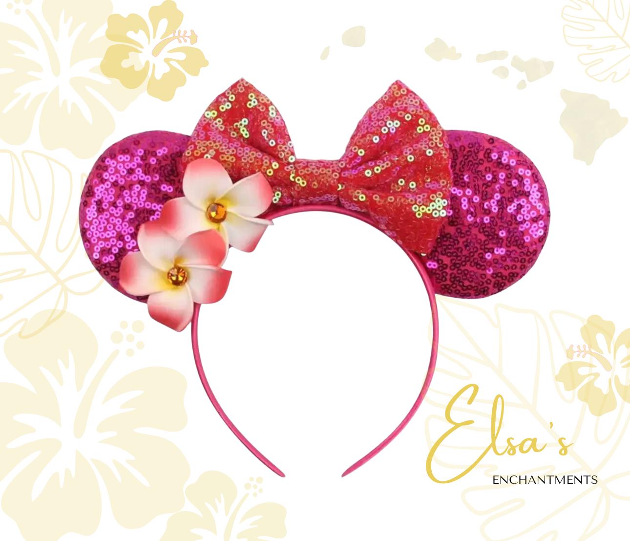 Luau Mickey Ears, Aulani Hawaii Headband, Sequin Mouse Ears 