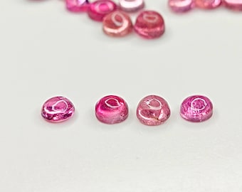 Tourmaline (Pink) 3mm Round Cabochons x 4 Ref: TML0103