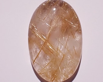 Cabochon ovale 28 x 18 mm Quartz rutile doré Réf : RTQ0056