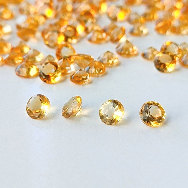 Citrine 4mm Round Faceted Gemstones x 4 Ref: CIT0047