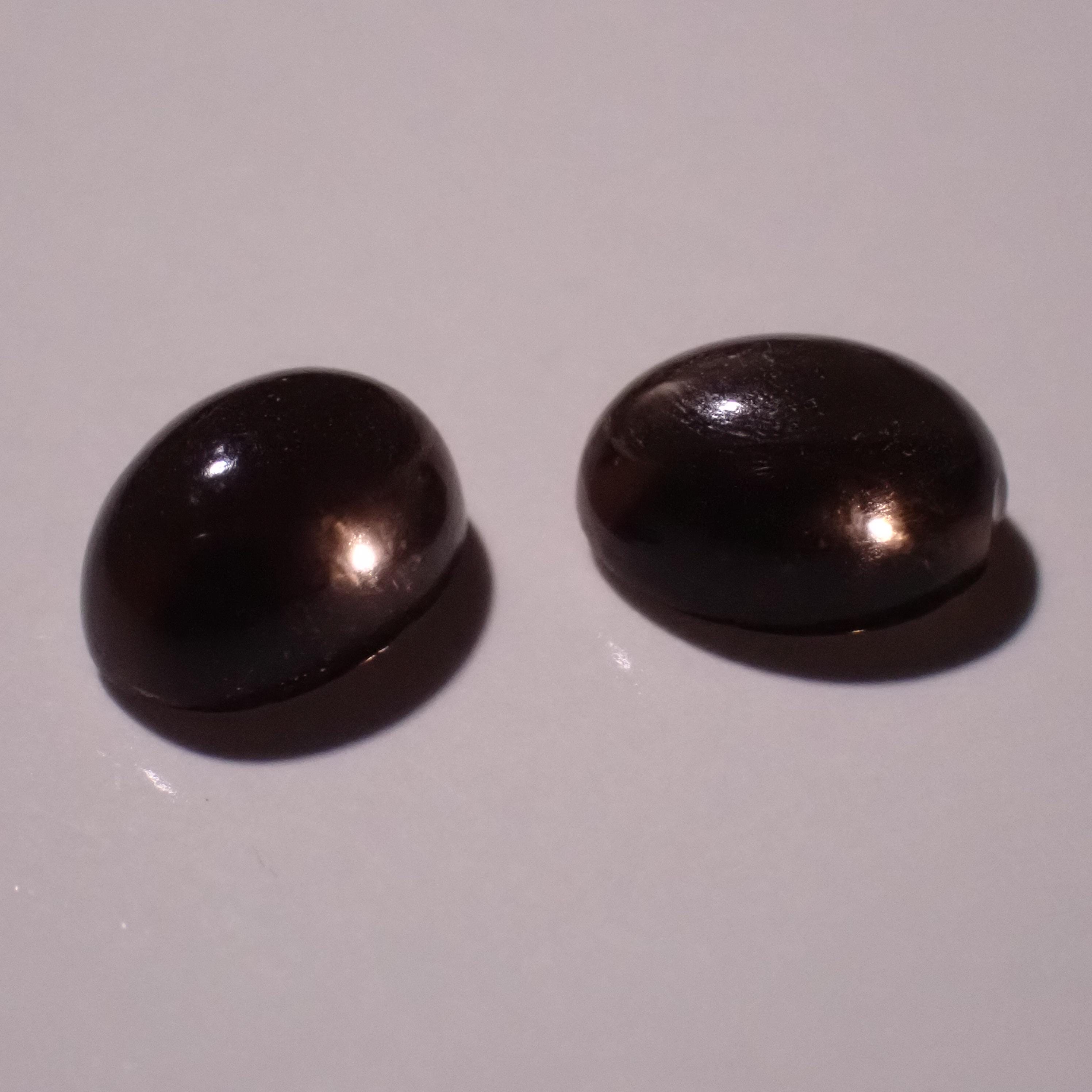 スモーキークォーツ 8 x 6 mm オーバルカボションペア 品番: SKQ0003 