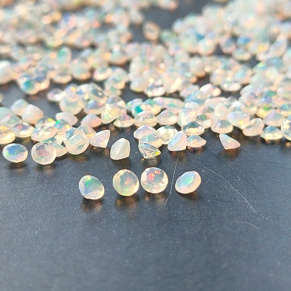 Opal (Ethiopian) 3mm Round Faceted Gemstone x 4 Ref: EOP0026