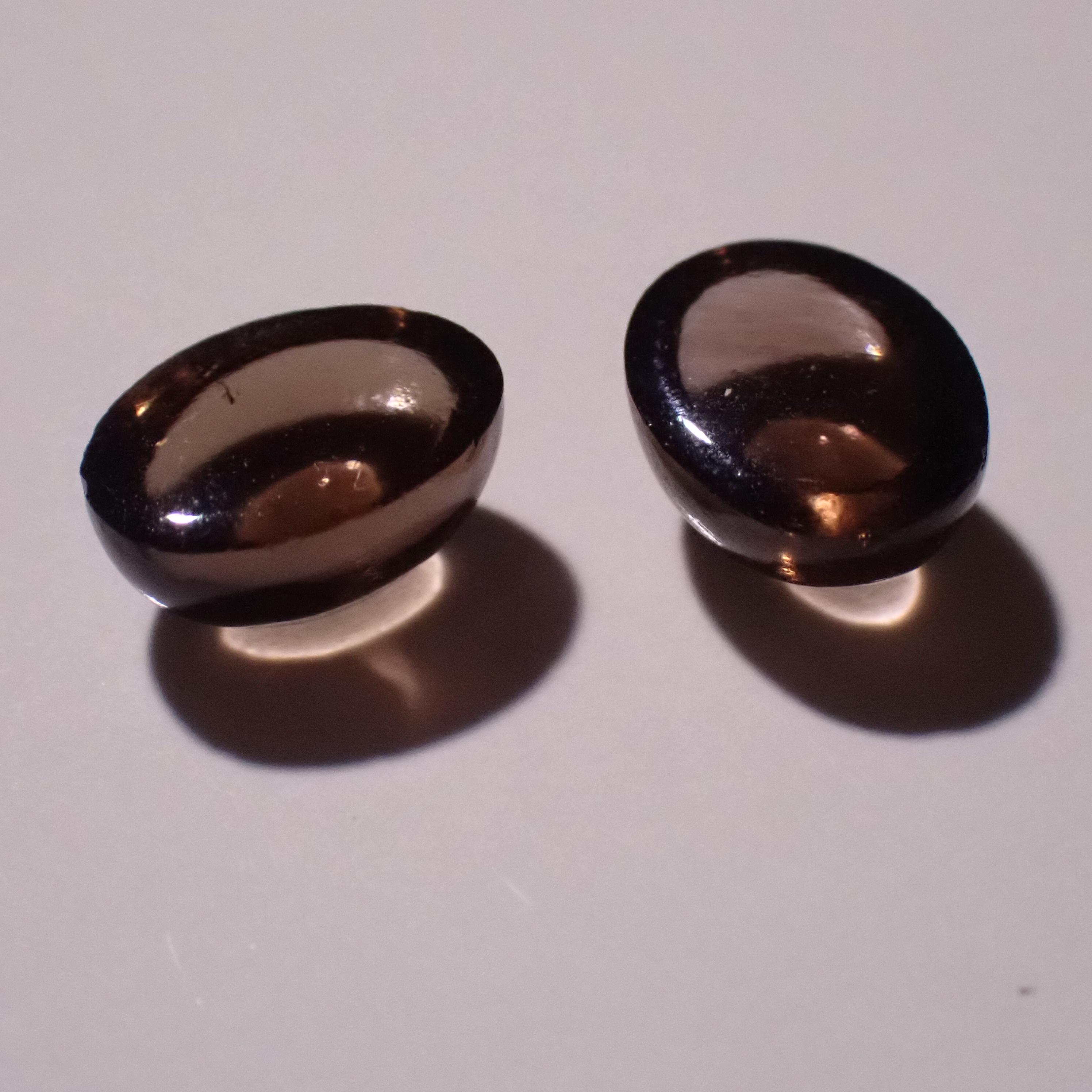 スモーキークォーツ 8 x 6 mm オーバルカボションペア 品番: SKQ0003 