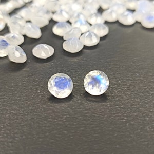 Rainbow Moonstone 6mm Round Faceted Gemstone Pair Ref: RMS0083