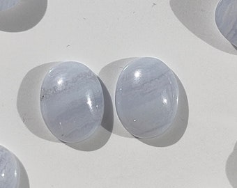 Blue Lace Agate 9x7mm Oval Cabochon Pair Ref: BLA0001