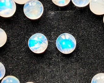 Rainbow Moonstone 6mm Round Cabochon Pair Ref:RMS0009