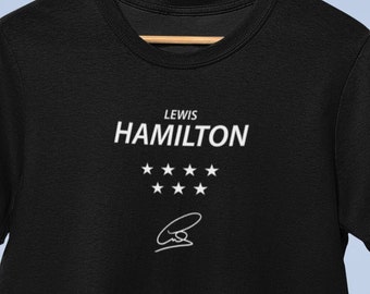 Lewis Hamilton Signature Tshirt With Free Vinyl Sticker, Formula One Shirt, Kids,Ladies & Mens Sizes. Lewis Hamilton,7 Times World Champion.