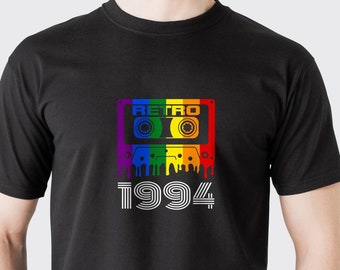 Retro Cassette Tape T-shirt with unique rainbow design, Retro music shirt, Rainbow graphic shirt, Retro graphic tee, Retro music lover
