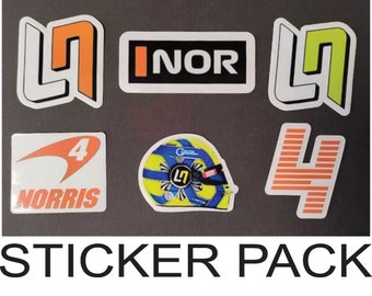 Lando Norris F1 Premium Sticker Set with FREE P&P, Lando Norris Stickers x7, Fully Gloss Laminated.