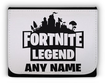 Fortnite Anniversaire Etsy - personnalise fortnite portefeuille pliable avec bouton pression fixation fait de materiau de type en cuir noir