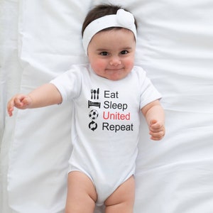 Eat Sleep United Baby Grow, United Bodysuit, Football Baby Gift