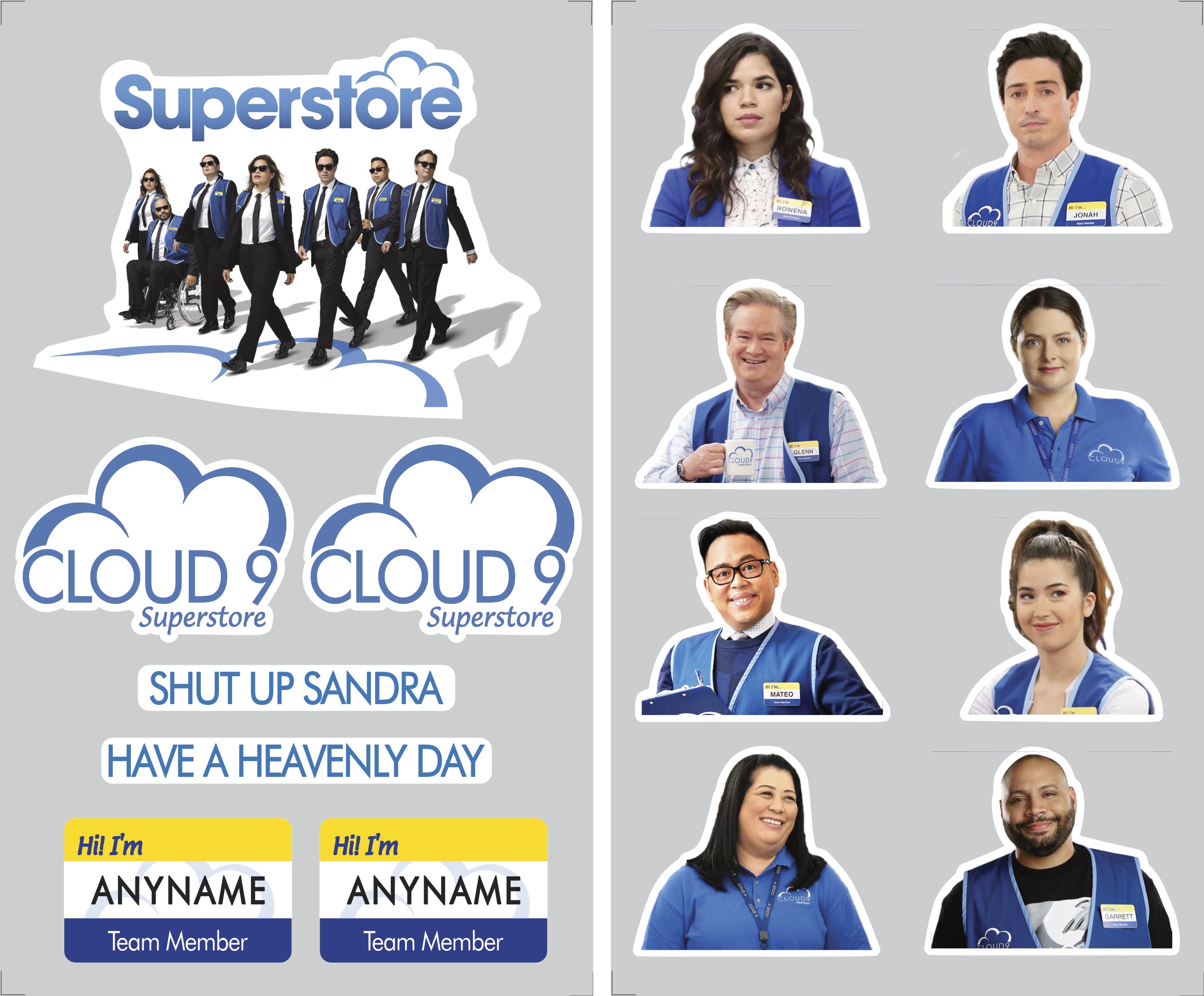 Personalised Superstore Vinyl Sticker Pack Cloud 9 Jonah 