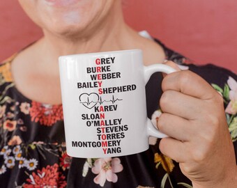 Greys Anatomy Names Gift Mug With FREE Vinyl Sticker, Greys Gift, Ideal  Gift for and Grey's Anatomy Fan - Etsy