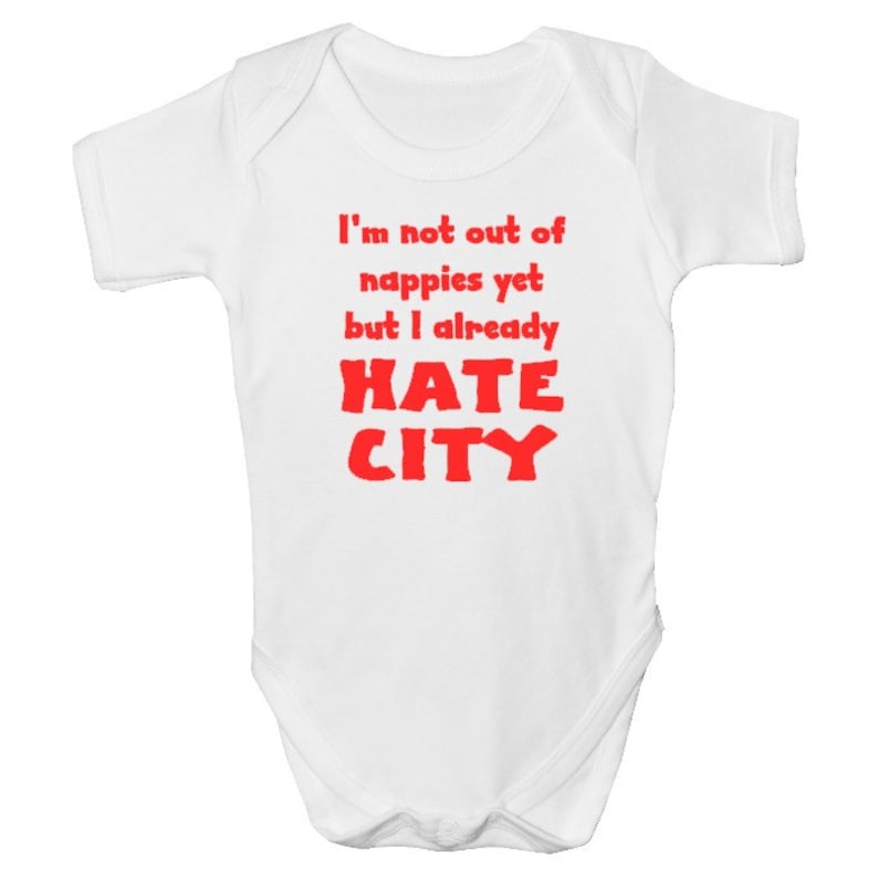 Manchester United Baby Gift. Hate City Baby Grow.