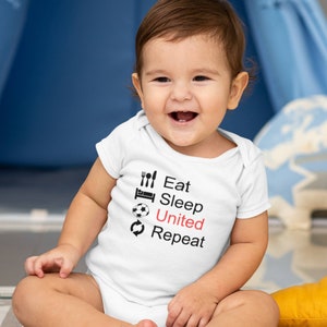 Eat Sleep United Baby Grow, United Bodysuit, Football Baby Gift