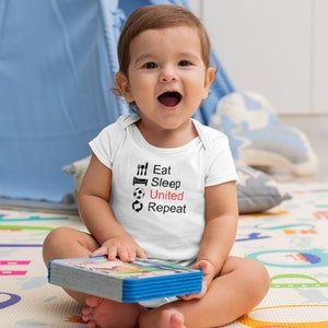 Manchester United Funny Baby Grow with FREE P&P Eat Sleep United Repeat, Made from 100% Soft Cotton. image 9