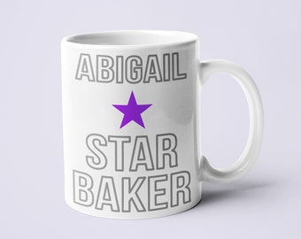 Personalsied Great British Bake Off Star Baker gift mug with FREE Vinyl Stickers, Ideal gift for any GBBO Fan, Bake Off Gift, GBBO Gift.