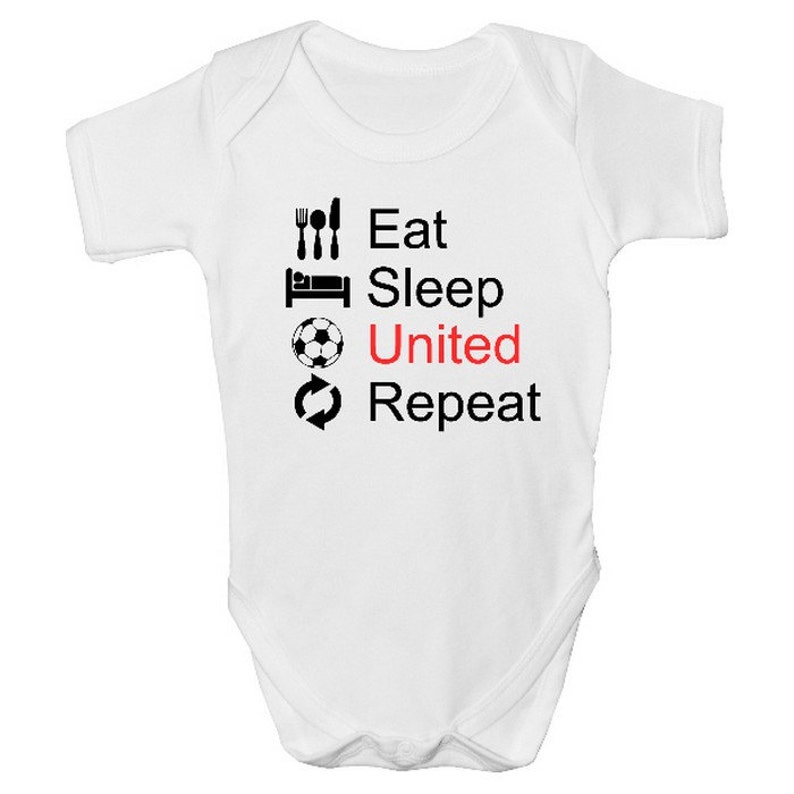 Eat Sleep United Baby Grow, United Bodysuit, Football Baby Gift