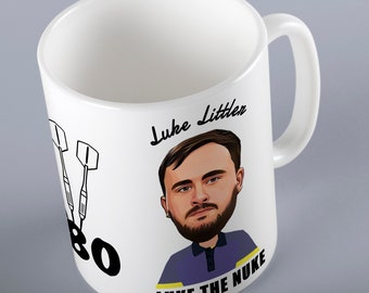 Darts Gift Mug, Luke Humphries, Michael van Gerwen, Michael Smith, Nathan Aspinall, Gerwyn Price, Rob Cross, Peter Wright or Luke Littler