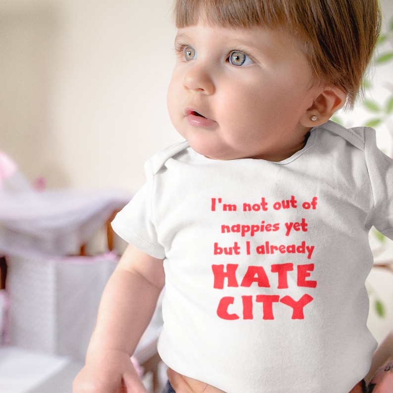Manchester United Baby Gift. Hate City Baby Grow.