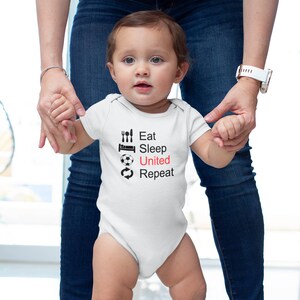 Eat Sleep United Baby Grow, United Bodysuit, Football Baby Gift