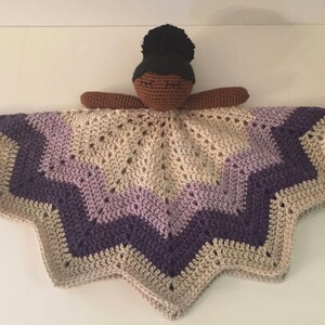 Bedtime Bella Crocheted Blanket Pattern, Crochet Pattern, Comfort Toy Pattern, African American Doll Pattern, Lovey Pattern image 2