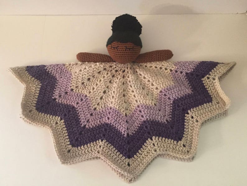 Bedtime Bella Crocheted Blanket Pattern, Crochet Pattern, Comfort Toy Pattern, African American Doll Pattern, Lovey Pattern image 2