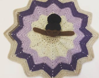 Bedtime Bella Crocheted Blanket Pattern, Crochet Pattern, Comfort Toy Pattern, African American Doll Pattern, Lovey Pattern